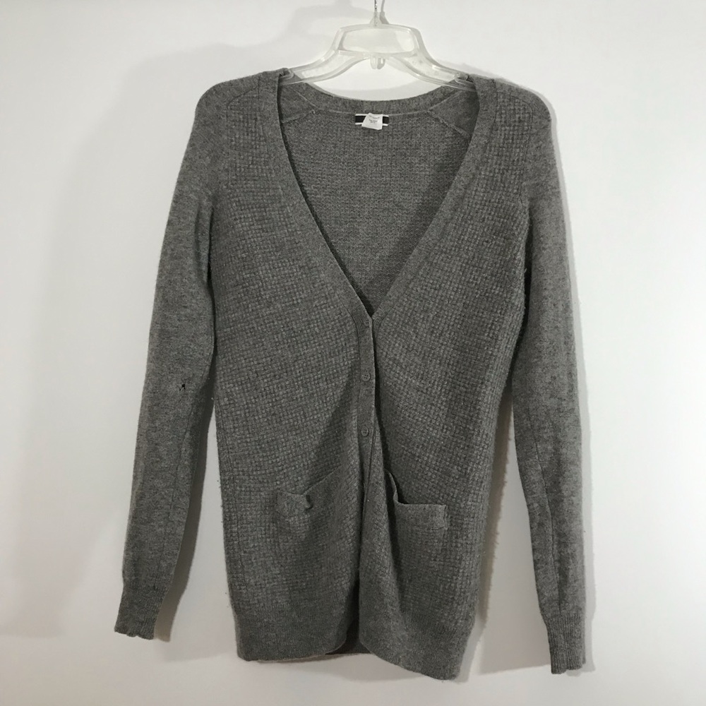 100% Cashmere Grey J Crew Cardigan w Pockets